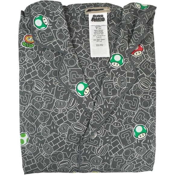 Pottery Barn Teen Super Mario Power-Up Glow-in-the-Dark Loose Fit Pajama Set L - Picture 1 of 10